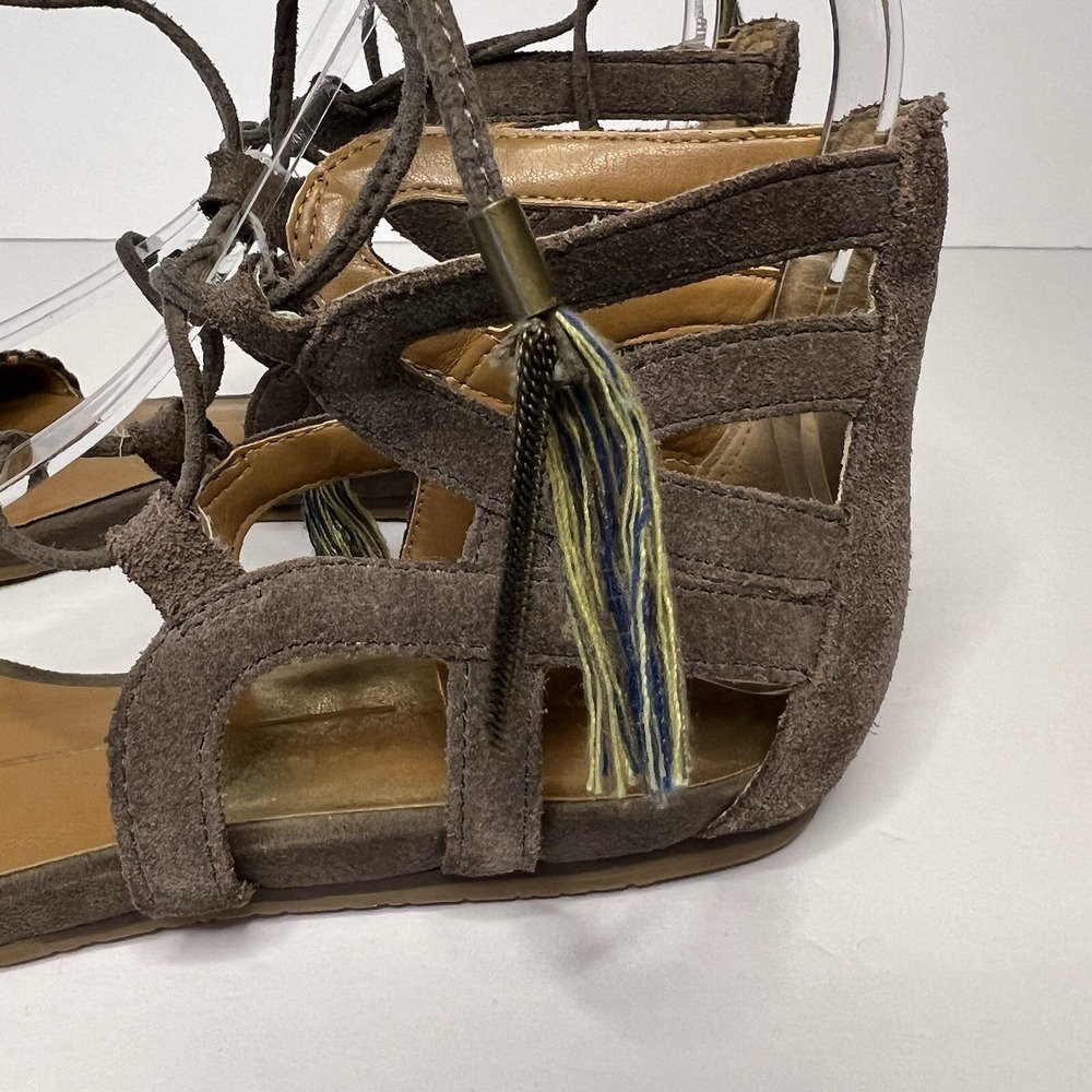 Dolce Vita flat sandals grey multi colored woven strap ankle strap with tassel 7 - Picture 7 of 9